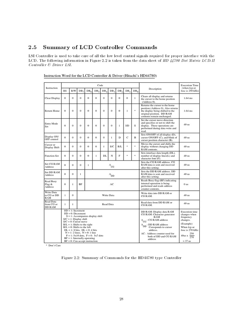HD44780 LCD Controller Instructions | PDF | Areas Of Computer Science ...