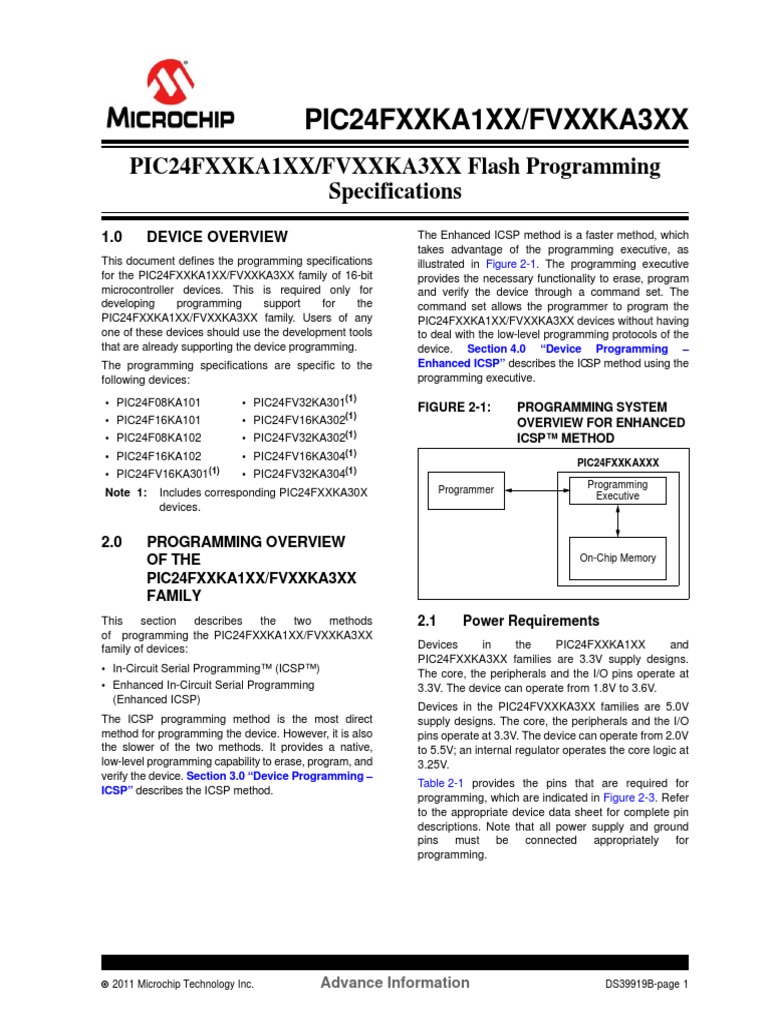 MCU - PIC24FV32KA304 - MICROCHIP - Programming Specifications | PDF ...