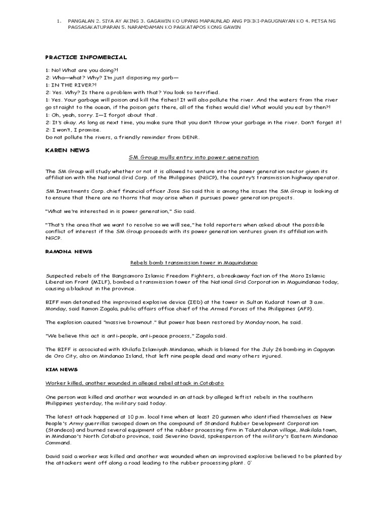 Radio broadcast infomercial example docx mindanao philippines