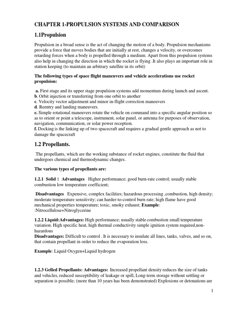 Rocket Propulsion Systems Overview | PDF