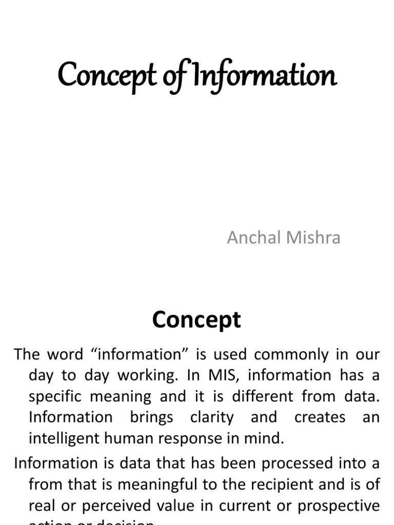 Understanding Information in MIS | PDF | Information | Data