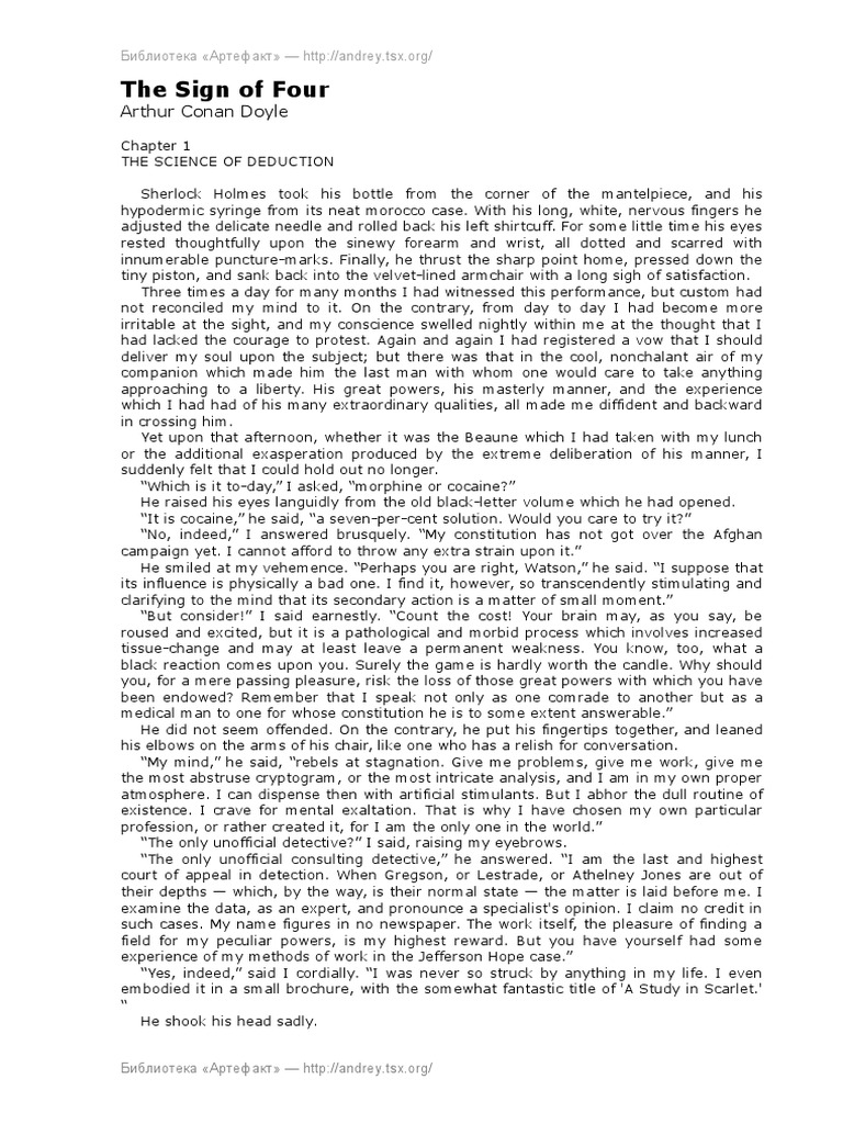 The Sign of Four Arthur Conan Doyle PDF Language Arts & Discipline
