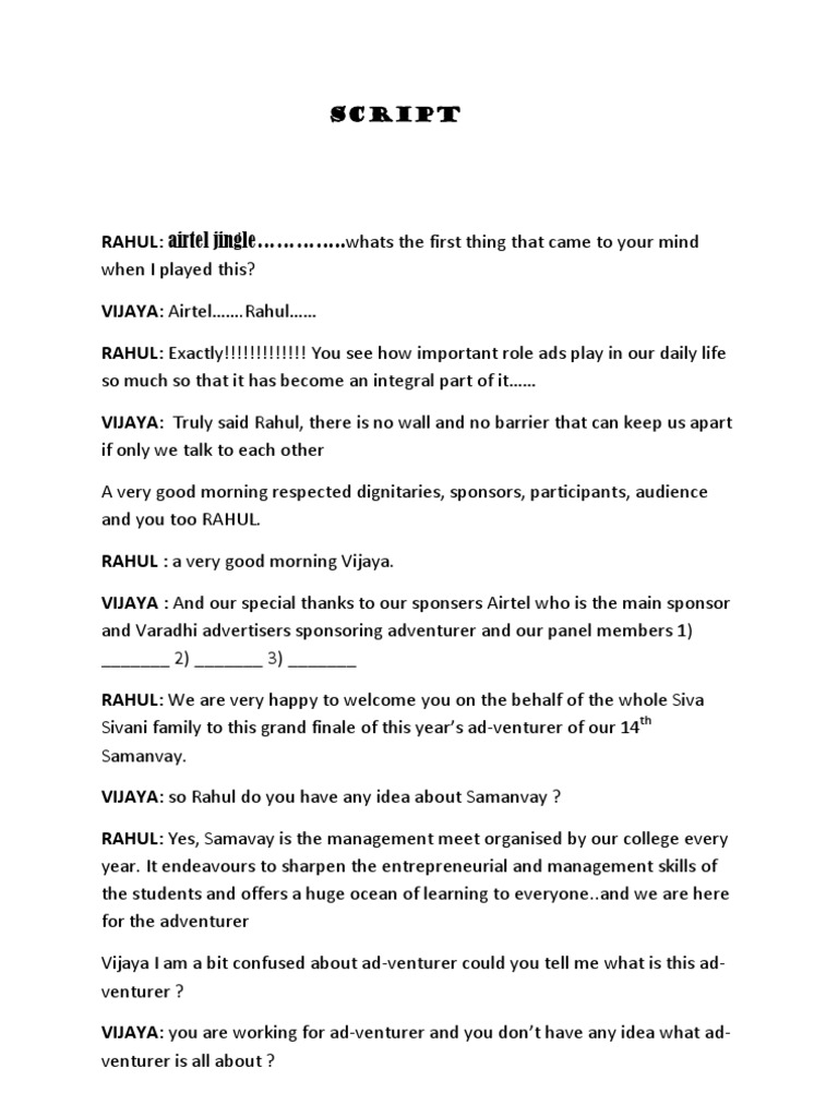 Anchoring Script For Award Function Printable Templates