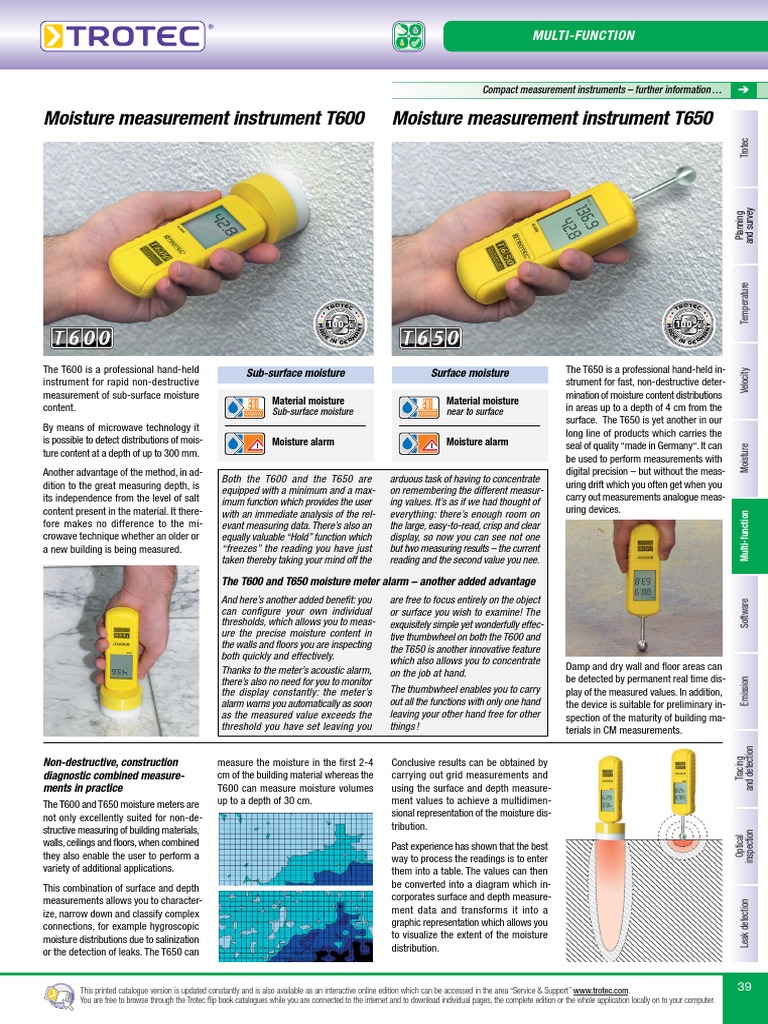 Moisture Measurement Instrument T600 Moisture Measurement Instrument ...