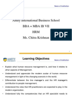 Amity International Business School Bba + Mba Ib Vii HRM Ms. Chitra Krishnan