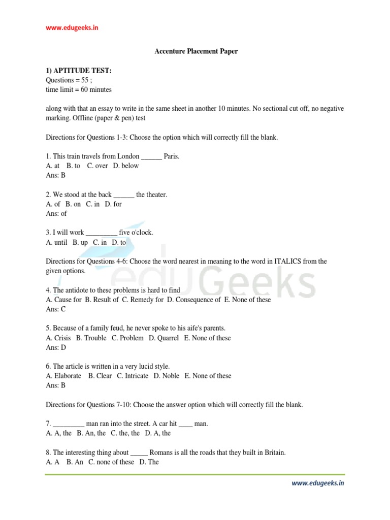 Accenture Placement Paper Overview | PDF | Realism (Arts) | Scientific ...