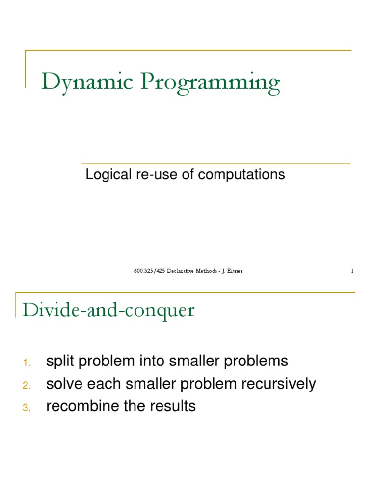 Dynamic Programming: Logical Re-Use of Computations | PDF | Dynamic ...