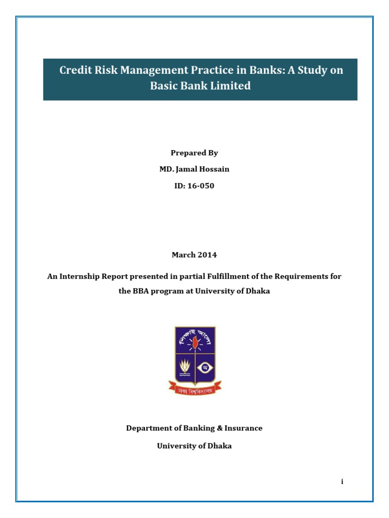 Internship Report Crm Credit Risk Management Practice Of Basic