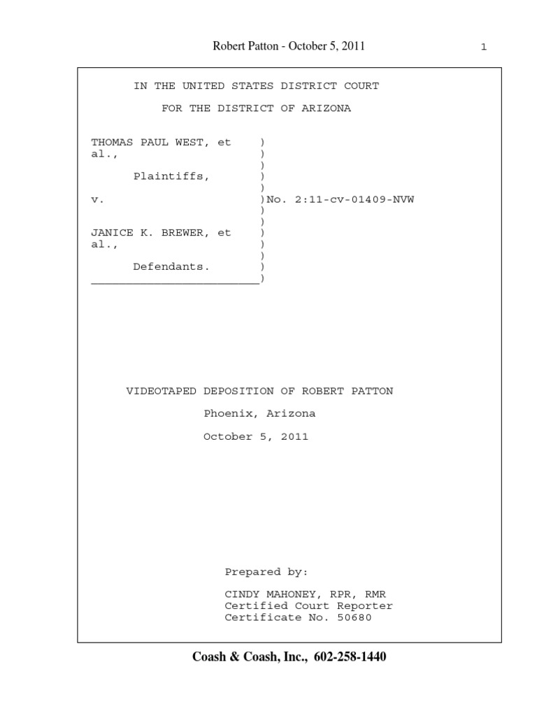 Robert Patton Deposition Transcript | PDF | Deposition (Law ...