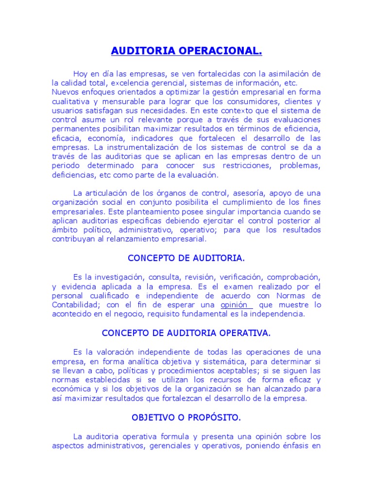 Auditoria Operacional | PDF | Contralor | Presupuesto