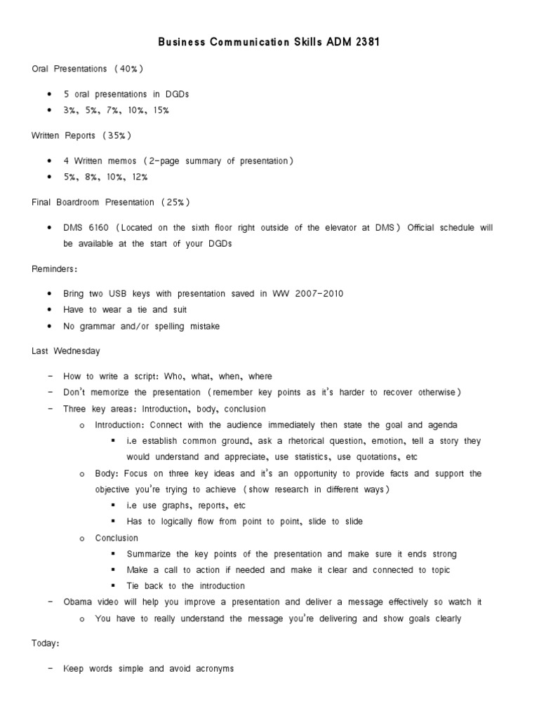 ADM 2381: Mastering Presentation Skills | PDF | Gesture | Nonverbal ...