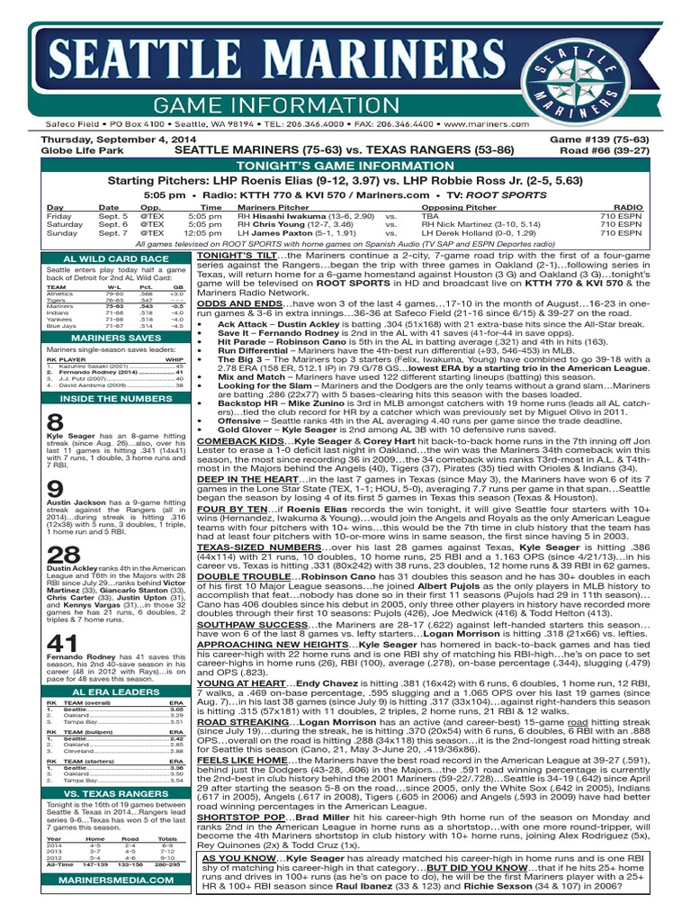 09.04.14 Game Notes | PDF | Home Run | Detroit Tigers