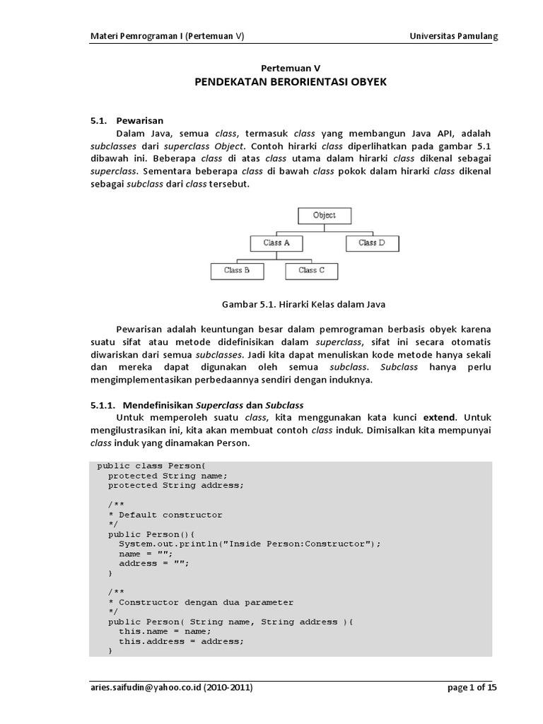 Pemrograman Berorientasi Objek Java | PDF
