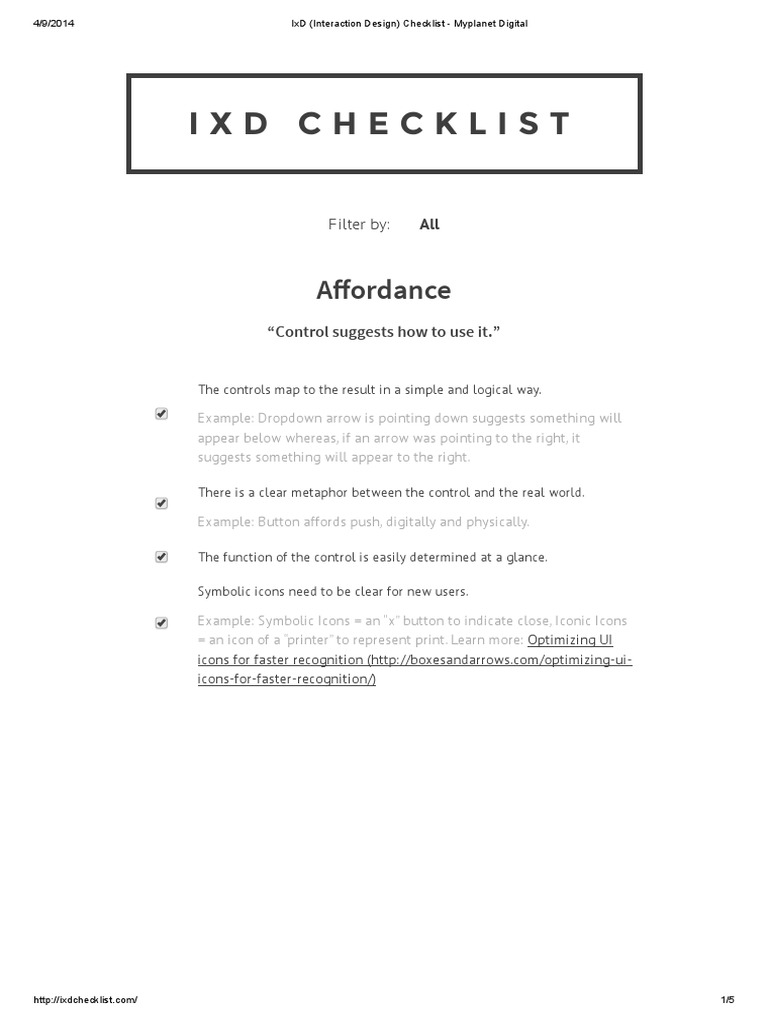Interaction Design Checklist Overview | PDF | Icon (Computing) | Computing