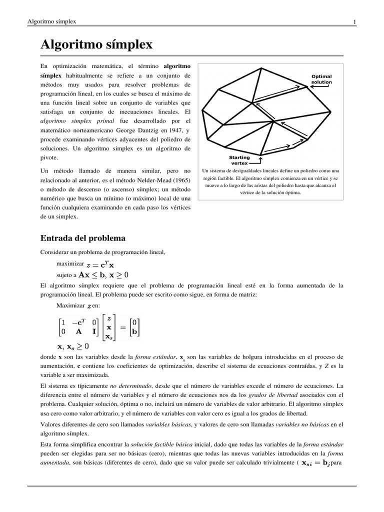 Algoritmo Símplex | PDF