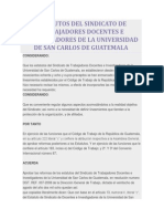 Estatutos Del Sindicato de Trabajadores Docentes e Investigadores de La Universidad de San Carlos de Guatemala