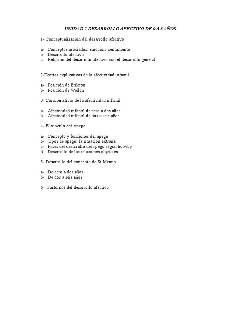 Desarrollo Afectivo Infantil 0-6 Años | PDF | Teoría de apego | Las ...