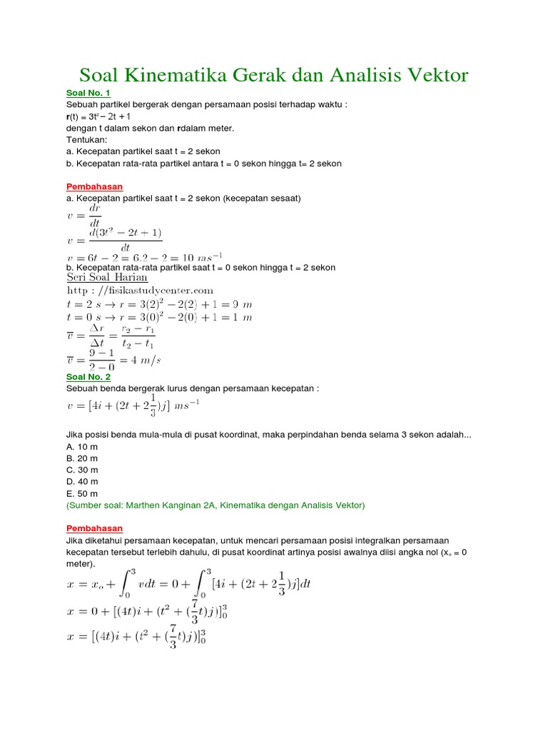 Kumpulan Soal Fisika Materi Gerak Lurus Kinematika Gerak