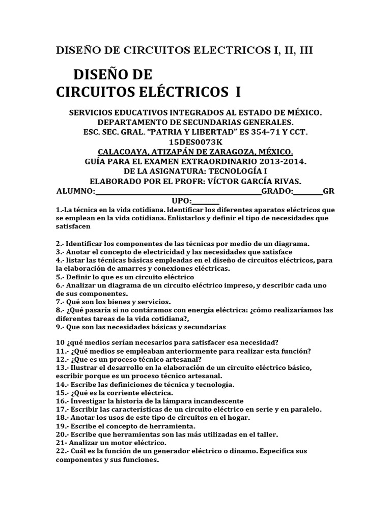 Diseño de Circuitos Electricos i Tecnología Tecnología e ingeniería