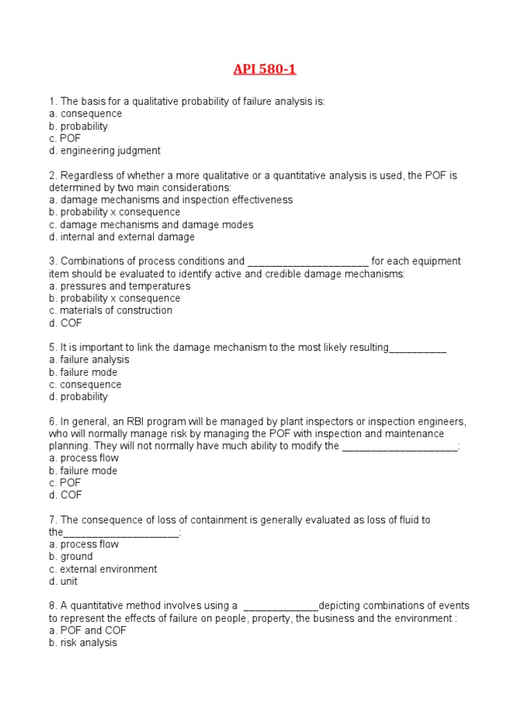 API 580 Cn1a | PDF | Risk | Risk Management