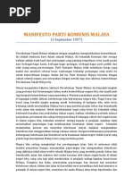 Manifesto Parti Komunis Malaya (1957)