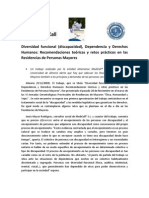 Diversidad Funcional (Discapacidad), Dependencia y Derechos Humanos: Recomendaciones Teóricas y Retos Prácticos en Las Residencias de Personas Mayores