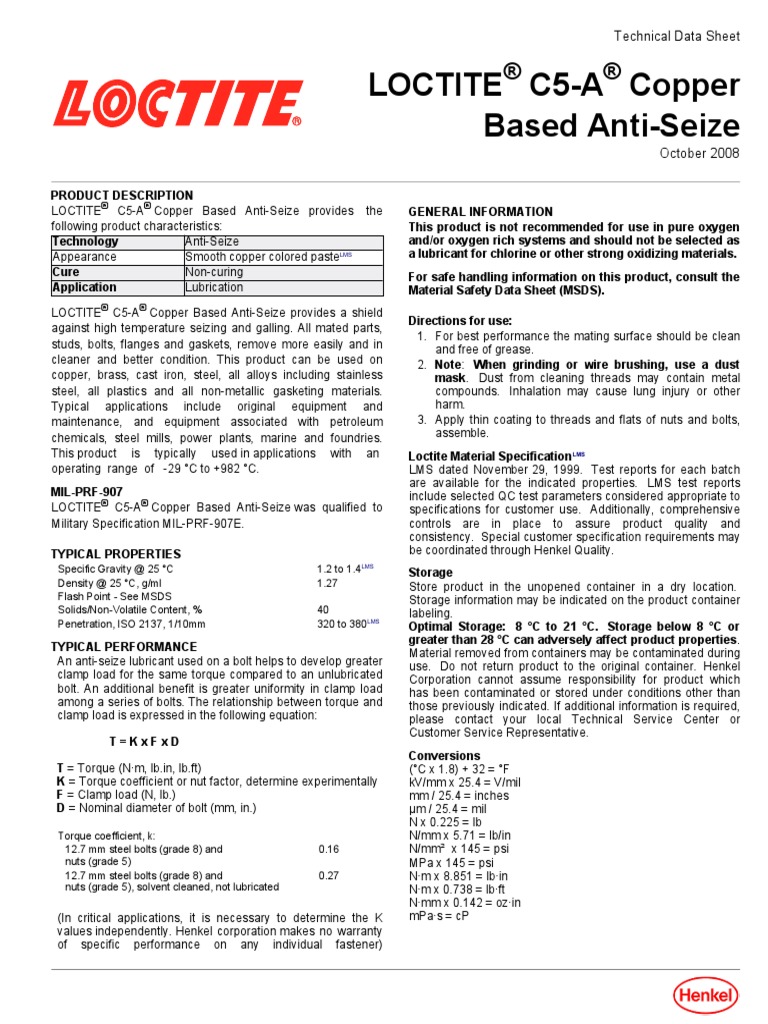 Anti Seize MIL PRF 907E Screw Trademark
