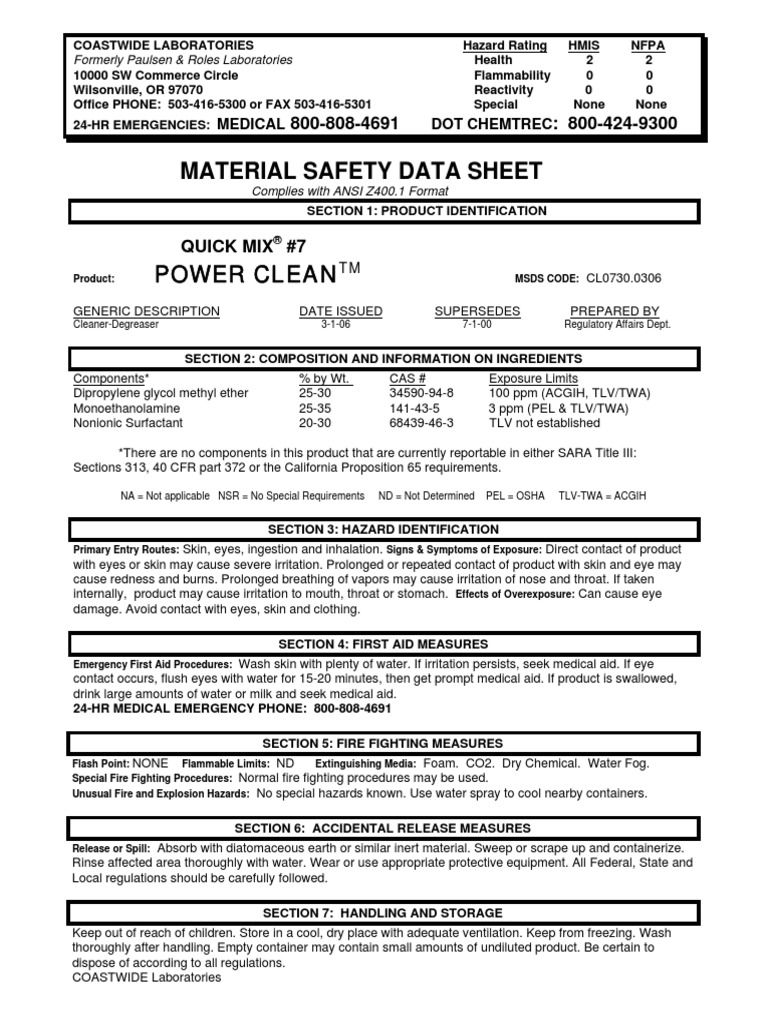 Power Clean Firefighting Toxicity