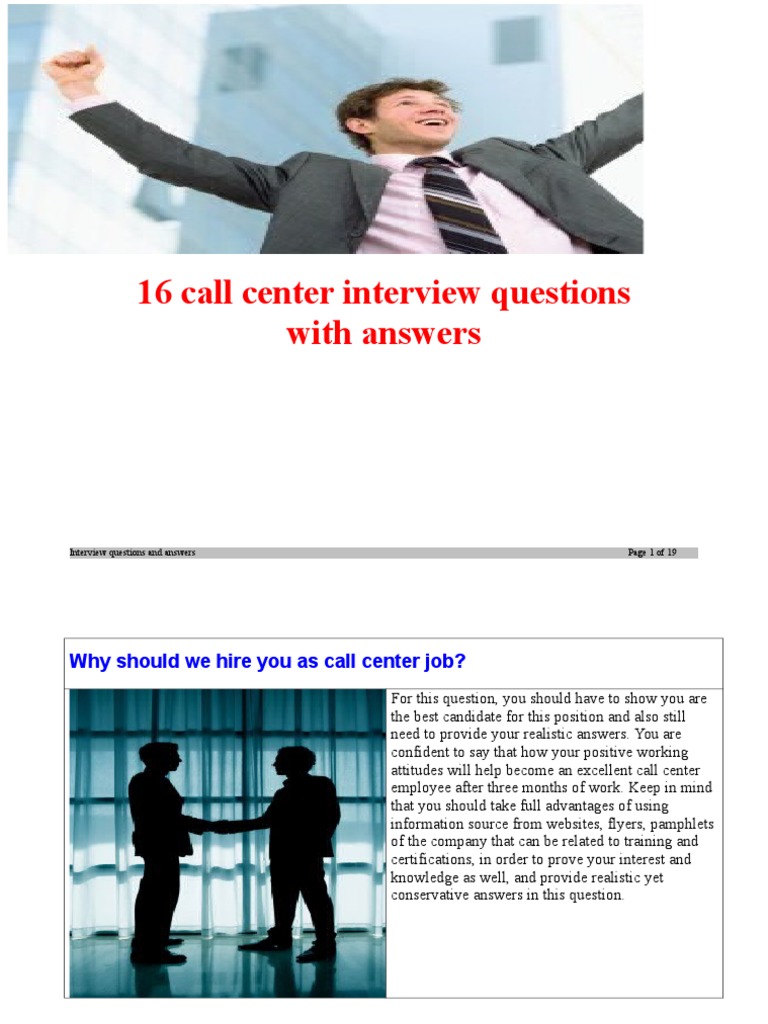 16 Callcenter Interview Questions and Answers | PDF | Job Interview ...