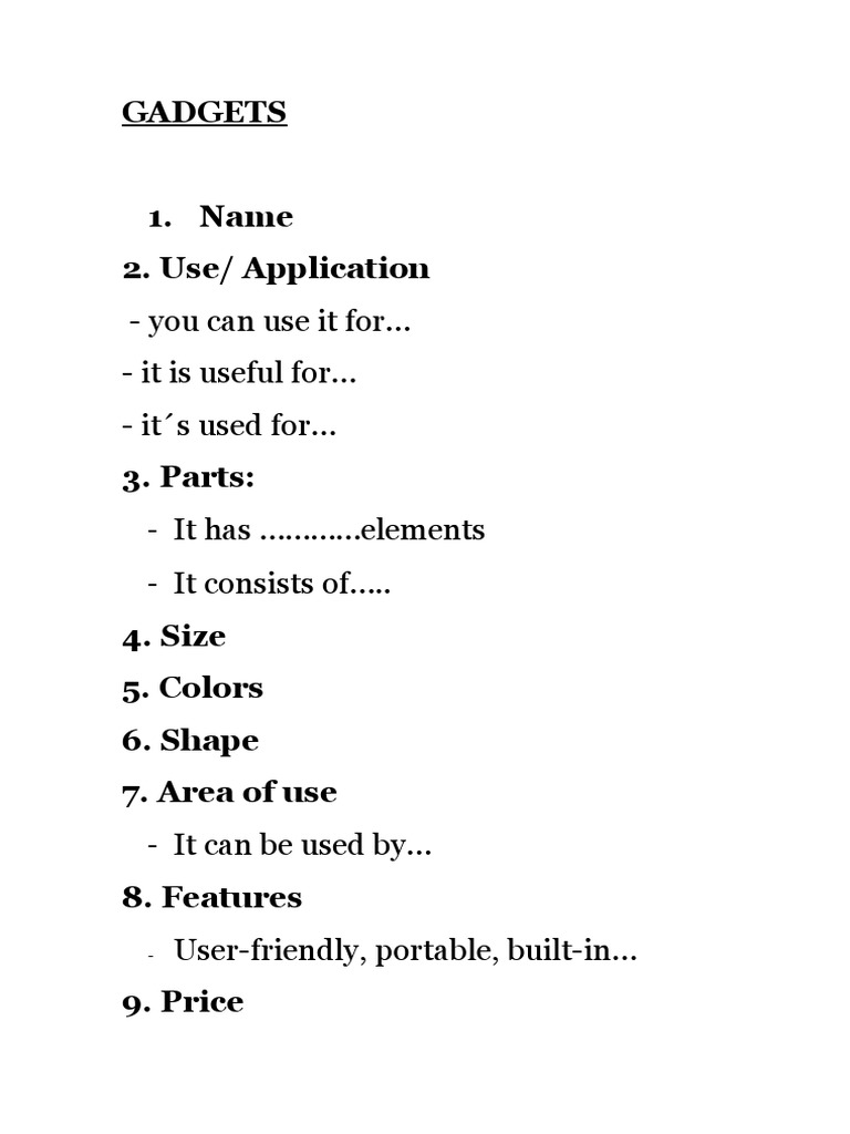 Gadgets: - You Can Use It For - It Is Useful For - It S Used For | PDF ...