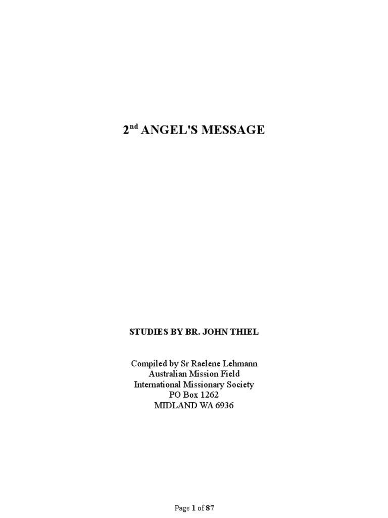 2nd Angel S Message Study Book | PDF | Christian Church | Last Judgment
