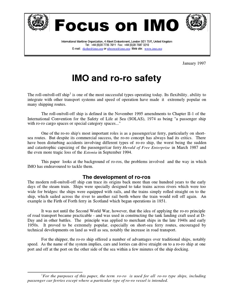IMO Insights on Ro-Ro Ship Safety | PDF | Ships | Cargo