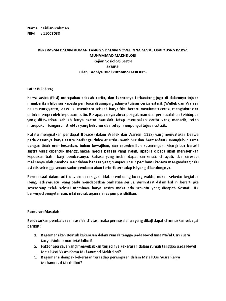 Skripsi Sosiologi Sastra