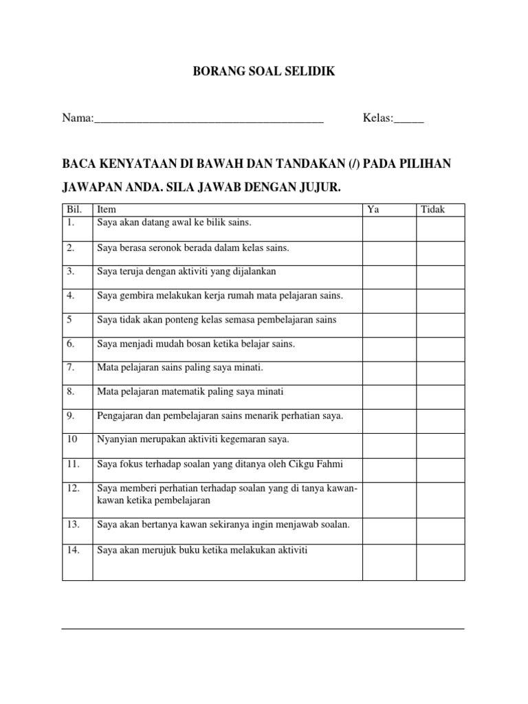 Soal Selidik Murid Pdf