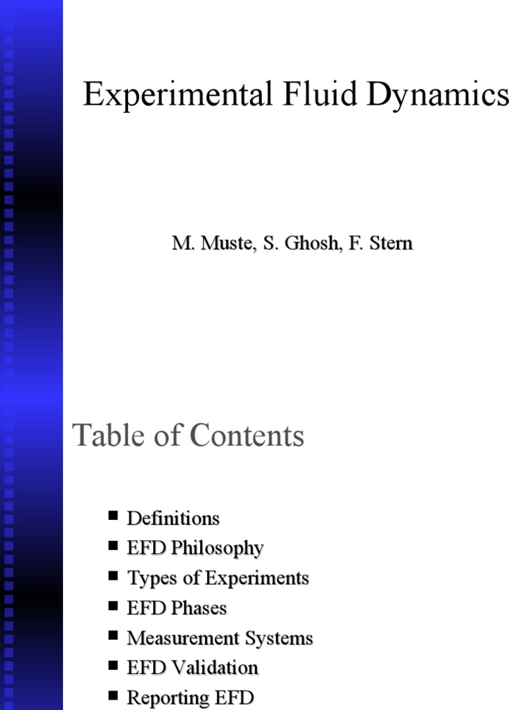 Experimental Fluid Dynamics PDF Experiment Scientific Method