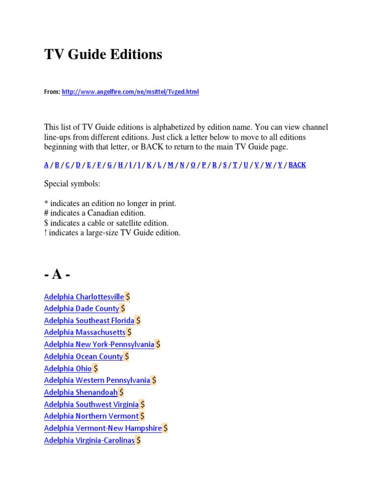 Tv Guide Editions Hbos Television Network
