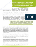 EL ORDENAMIENTO Y LA GESTIÓN TERRITORIAL PARA FACILITAR LA ADAPTACIÓN Y MITIGACIÓN Ante EL CAMBIO CLIMÁTICO EN EL PERÚ