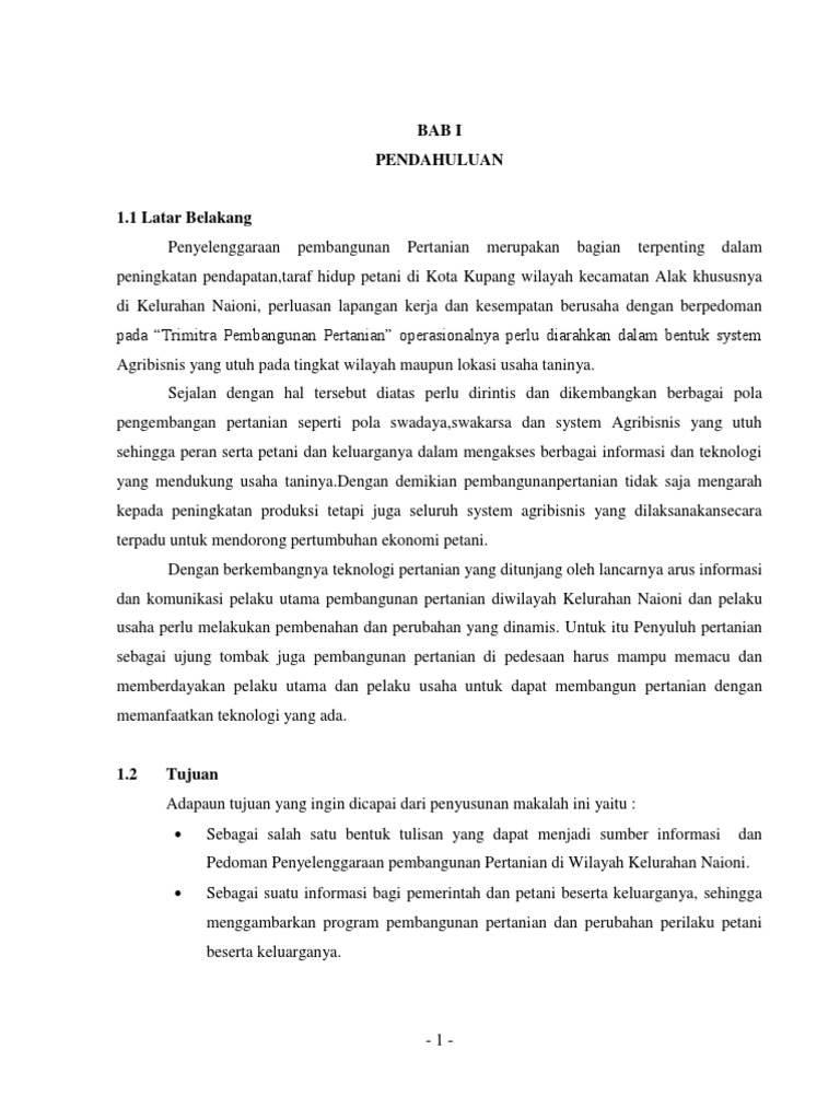 Makalah Pembangunan Pertanian Di Kelurahan Naioni Kota Kupang Ntt
