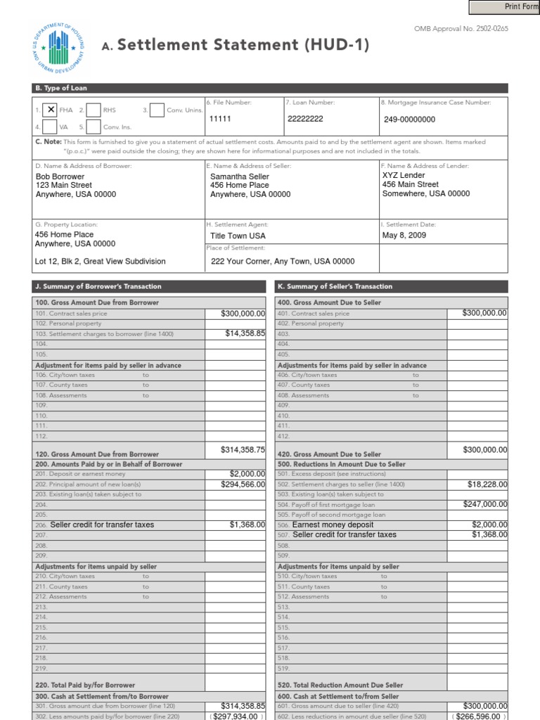 Example New HUD 1 PDF Title Insurance Mortgage Insurance