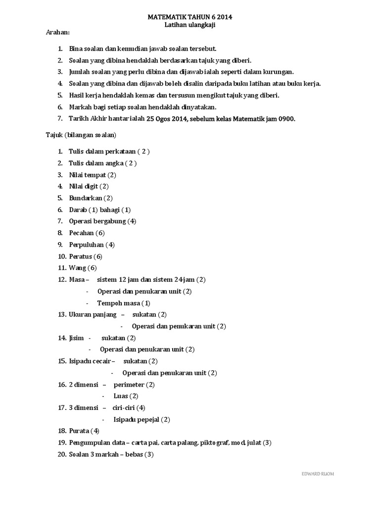 Kerja Rumah Tahun 6 Pdf