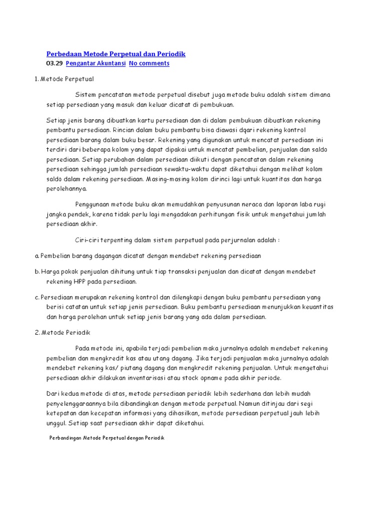 Perbedaan Metode Perpetual Dan Periodik