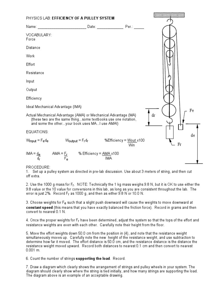 08 Pulley Lab PDF Physical Quantities Mechanics