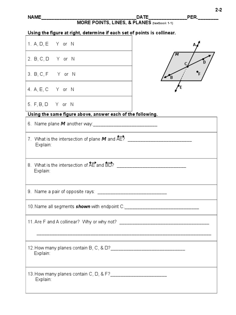 Collinearity and Plane Intersections Quiz | PDF | Teaching Methods ...