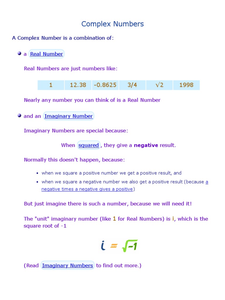 MAT133: Complex Numbers | PDF | Complex Number | Numbers