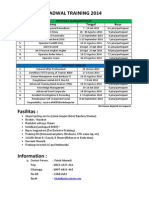 Jadwal Training 2014: Sertifikasi Kemenakertrans No. Training Tanggal Biaya