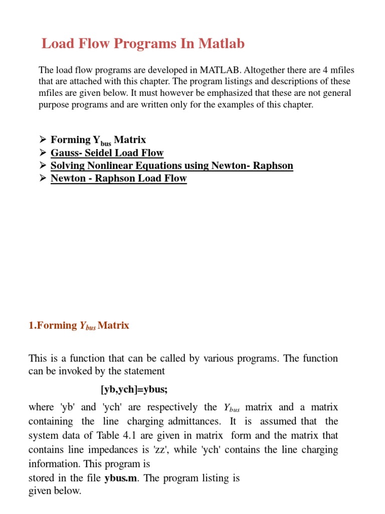 Load Flow Programs in Matlab | PDF | Ac Power | Algorithms
