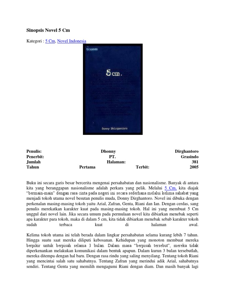 Sinopsis Novel 5 Cm