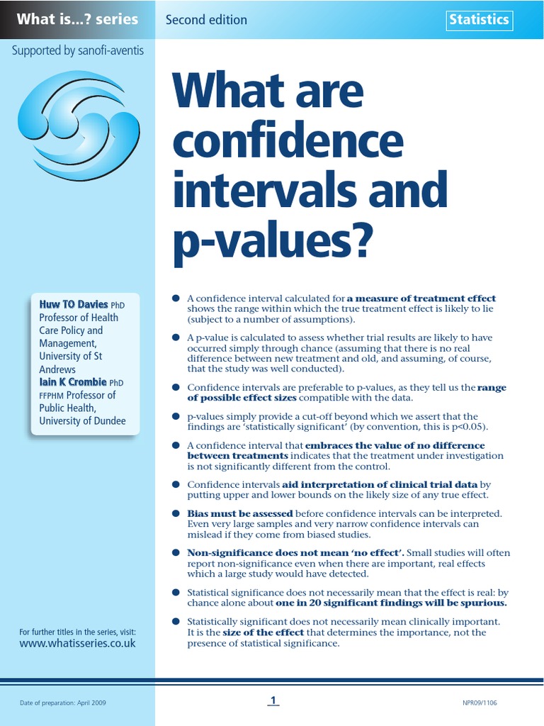 What Are Confidence Intervals and P-Values? | PDF | Confidence Interval ...