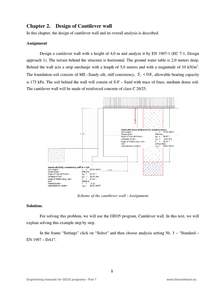 Design and Analysis of Cantilever Wall | PDF | Soil | Friction
