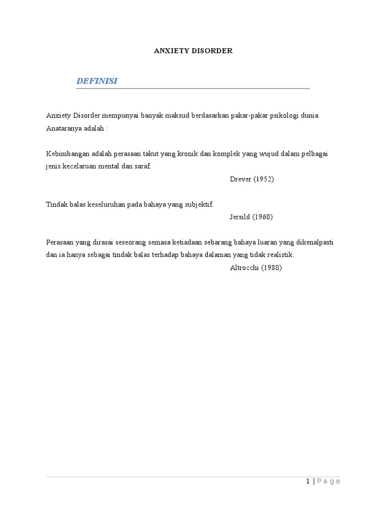 Anxiety Disorder Pdf